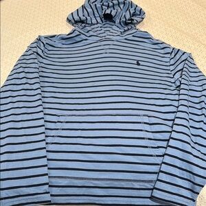 Ralph Lauren Boys Blue and Navy Striped Hooded T-Shirt